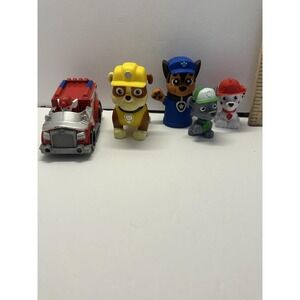 PAW Patrol Chase Marshall Rubble Rocky Action Figures Lot 5 Small Plastic Toys